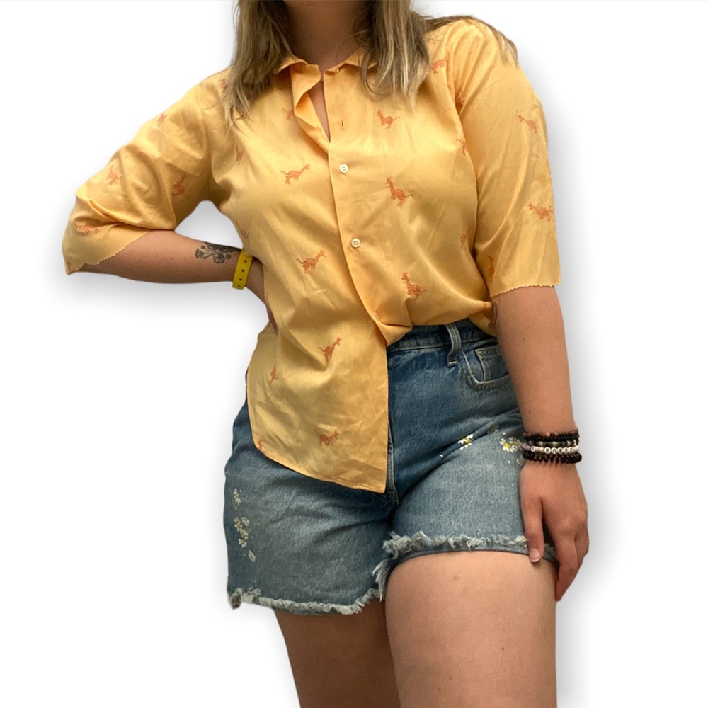 Embroidered Kangaroo Button Down Blouse - image 4